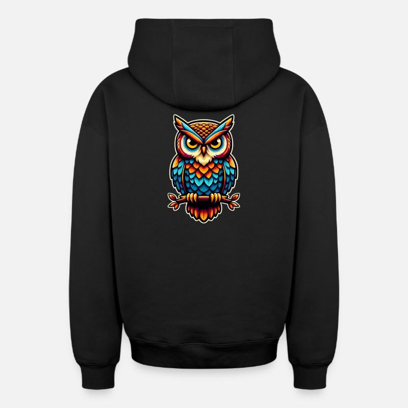 Hibou - Sweat à capuche unisexe zippé oversize épais SPREAD - noir