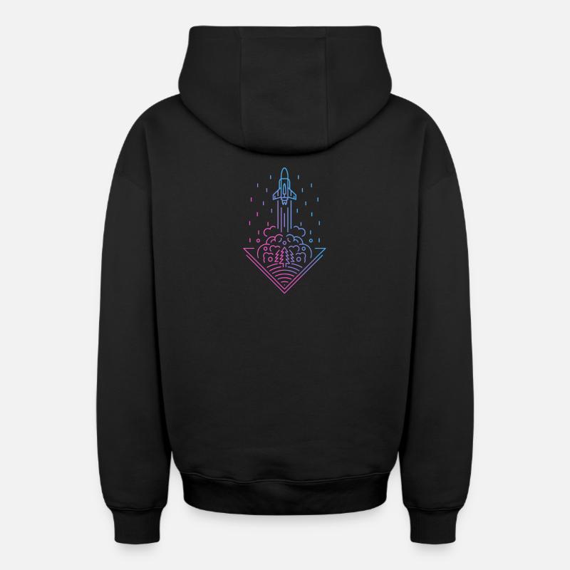 Fusée rétro - Sweat à capuche unisexe zippé oversize épais SPREAD - noir