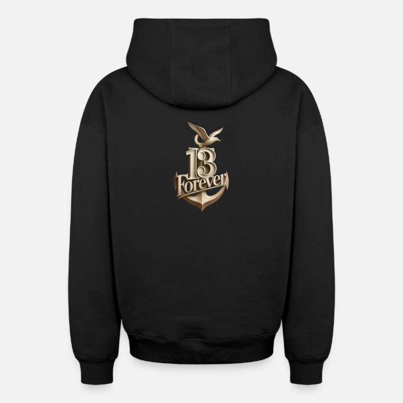 Anke 13frv - Sweat à capuche unisexe zippé oversize épais SPREAD - noir