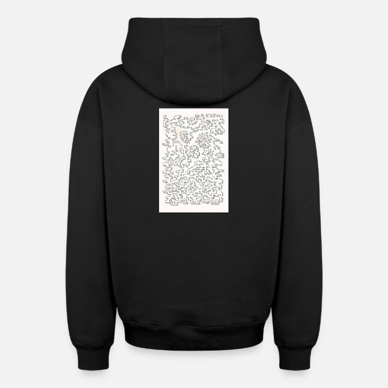 Labyrinthe rétro - Sweat à capuche unisexe zippé oversize épais SPREAD - noir