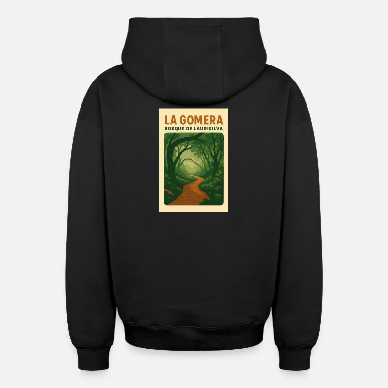 La_Gomera_ _Bosque_de_Laurisilva - Sweat à capuche unisexe zippé oversize épais SPREAD - noir