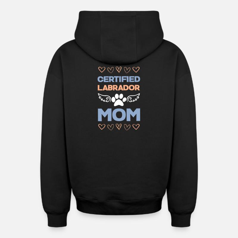 Maman certifiée Labrador - Sweat à capuche unisexe zippé oversize épais SPREAD - noir