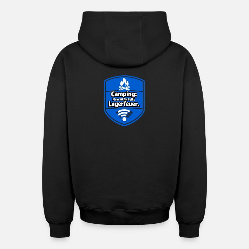 Feu de camp de camping - Sweat à capuche unisexe zippé oversize épais SPREAD - noir