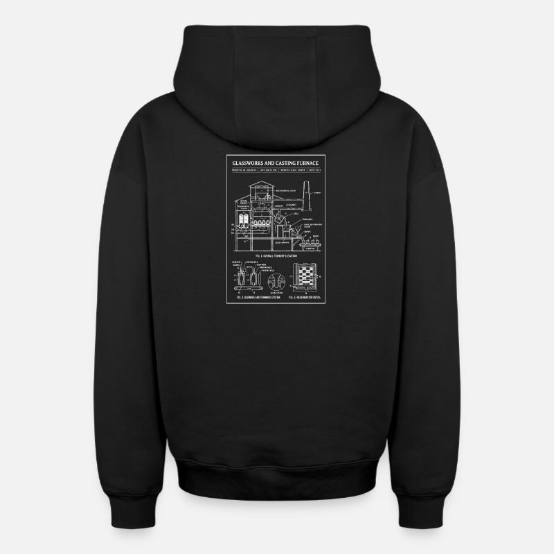 Plan de la verrerie - Sweat à capuche unisexe zippé oversize épais SPREAD - noir