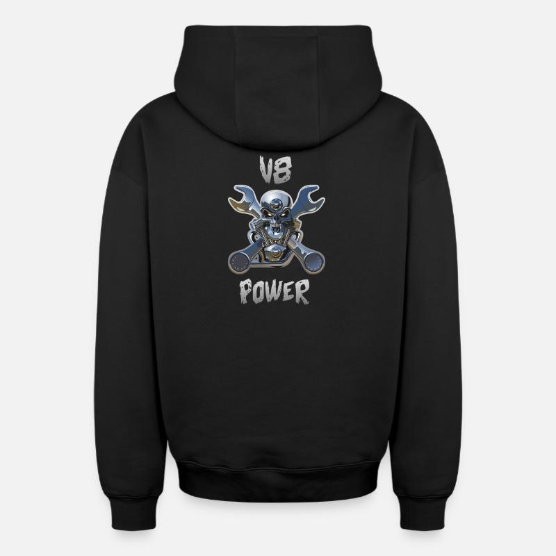 Puissance du moteur V8 - Sweat à capuche unisexe zippé oversize épais SPREAD - noir