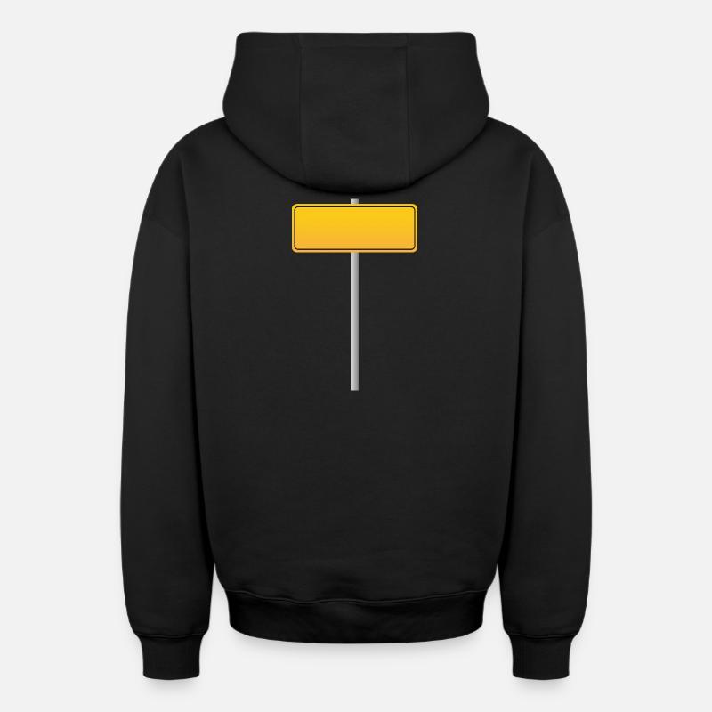 panneau de rue jaune - Sweat à capuche unisexe zippé oversize épais SPREAD - noir