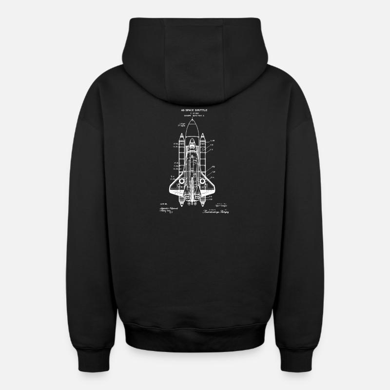 Space Shuttle-Bauplan - Oversized Heavyweight Unisex Zip Hoodie - Schwarz