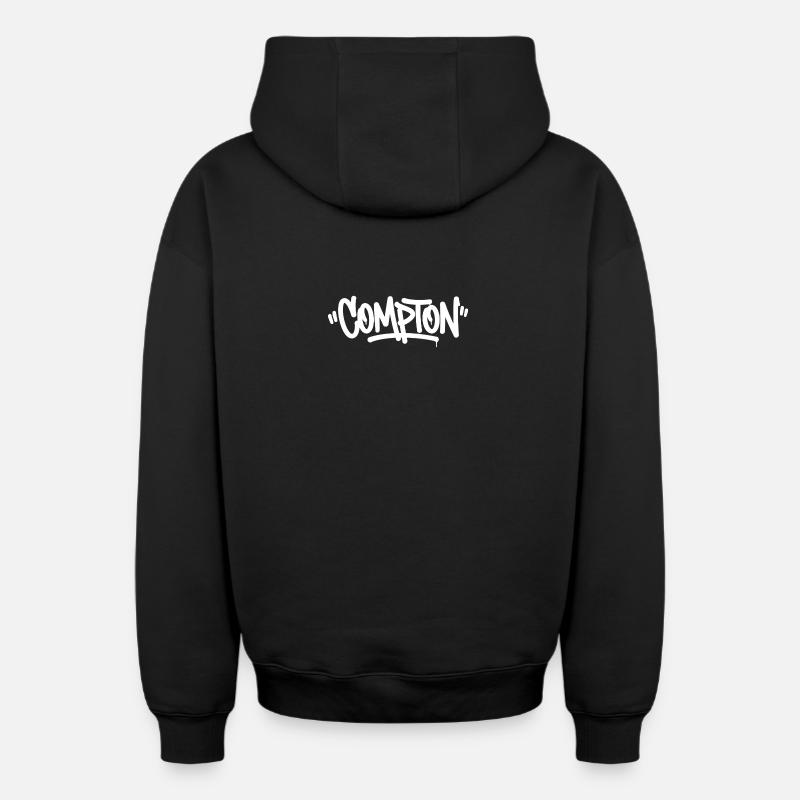 Compton Graffiti - Oversized Heavyweight Unisex Zip Hoodie - Schwarz