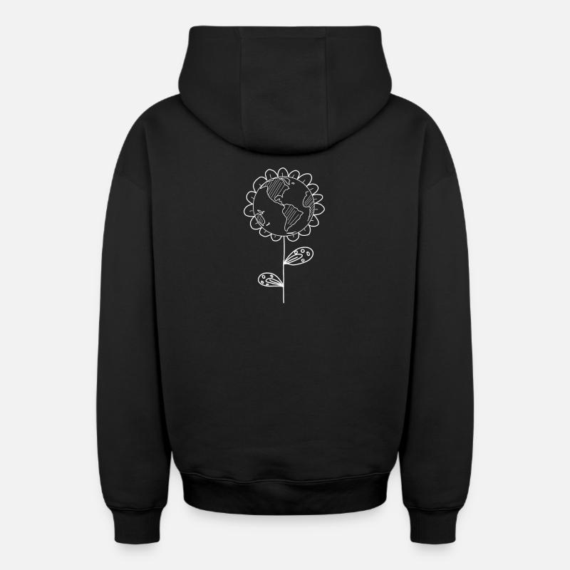 planète - Sweat à capuche unisexe zippé oversize épais SPREAD - noir