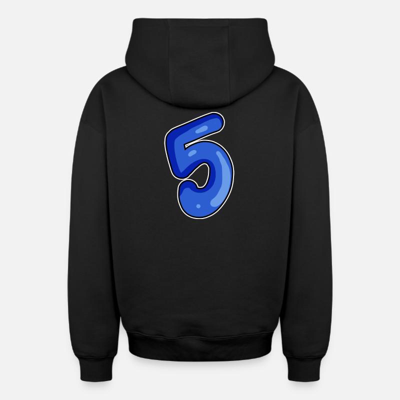 Numéro 5 Numéro Bleu - Sweat à capuche unisexe zippé oversize épais SPREAD - noir