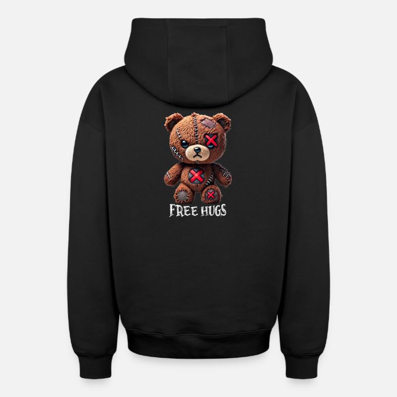 Câlins gratuits Teddy Bear - Sweat à capuche unisexe zippé oversize épais SPREAD - noir