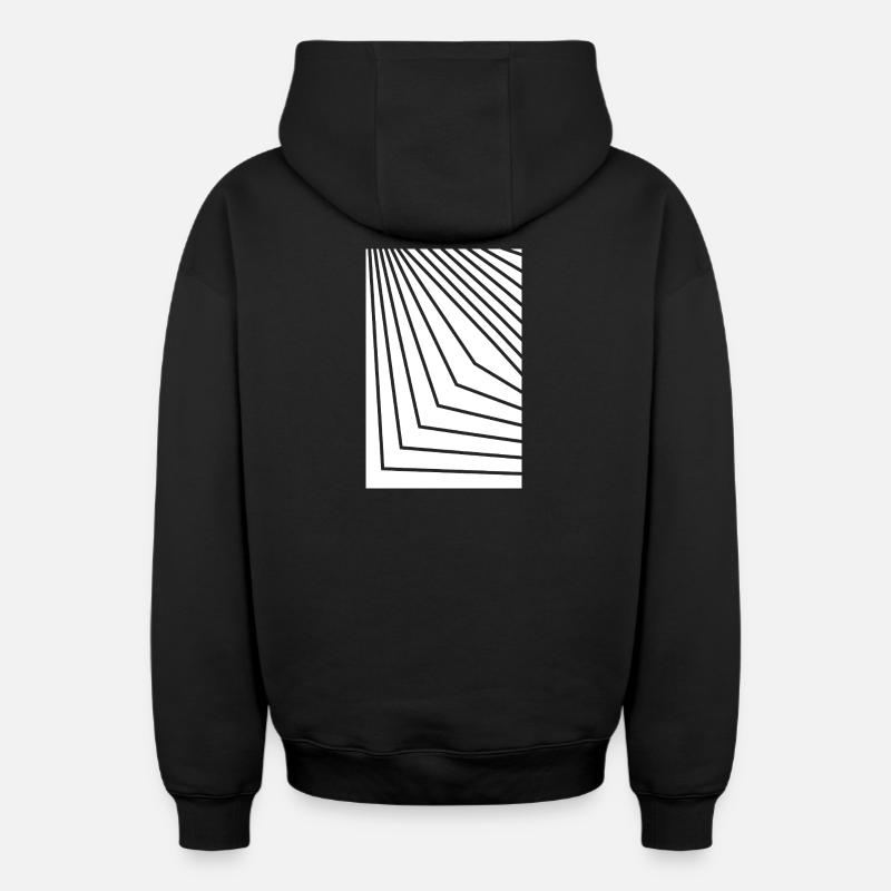 Angular Concentric Lines - Oversized Heavyweight Unisex Zip Hoodie - black