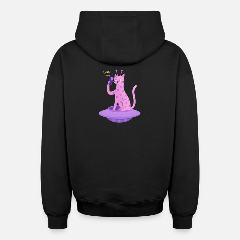 TENDRE #1 - Sweat à capuche unisexe zippé oversize épais SPREAD - noir