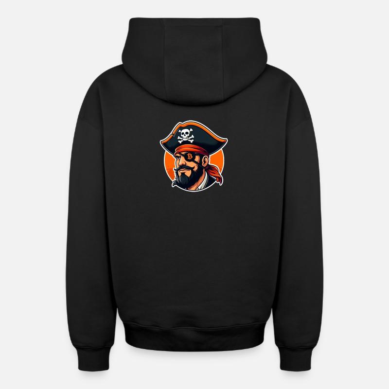 Bitcoin Pirate - Sweat à capuche unisexe zippé oversize épais SPREAD - noir