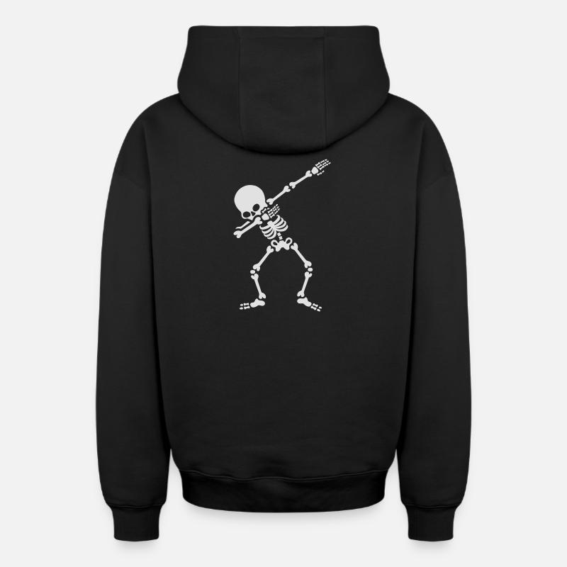 Squelette Dabbing (Dab) - Sweat à capuche unisexe zippé oversize épais SPREAD - noir