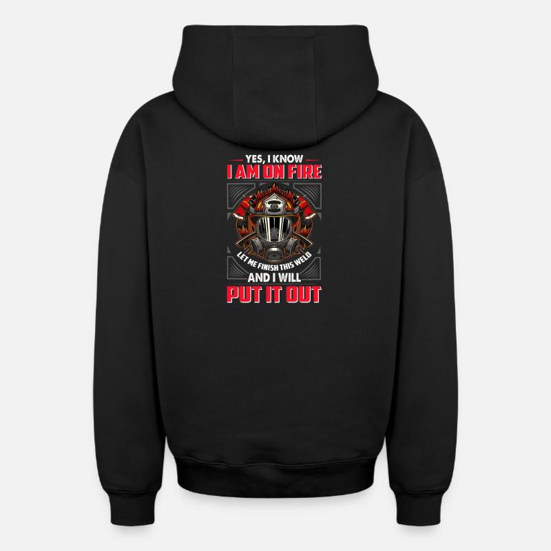 pompiers - Sweat à capuche unisexe zippé oversize épais SPREAD - noir