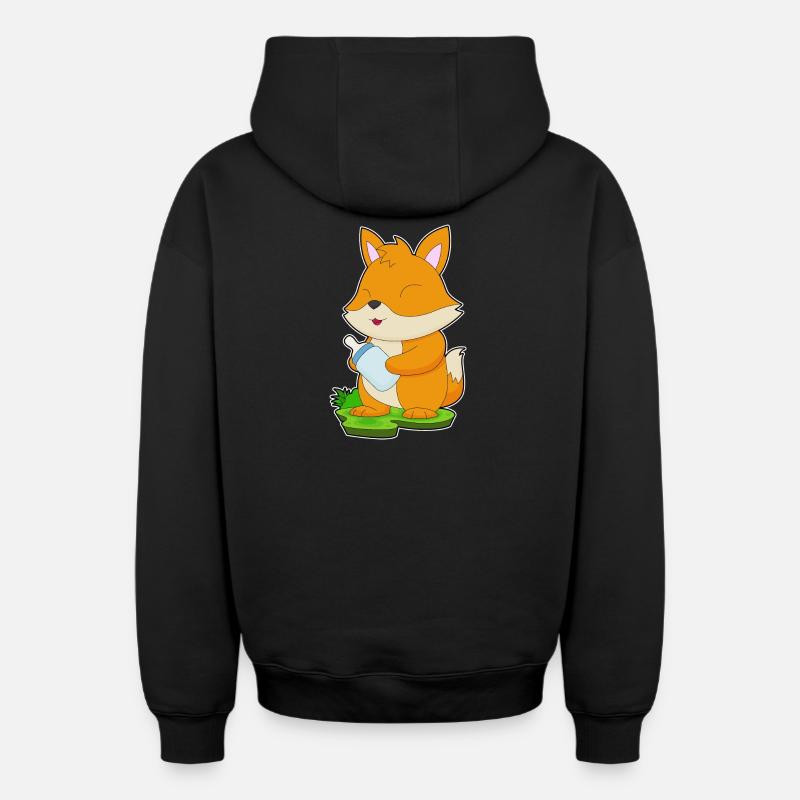 Biberon Fox - Sweat à capuche unisexe zippé oversize épais SPREAD - noir