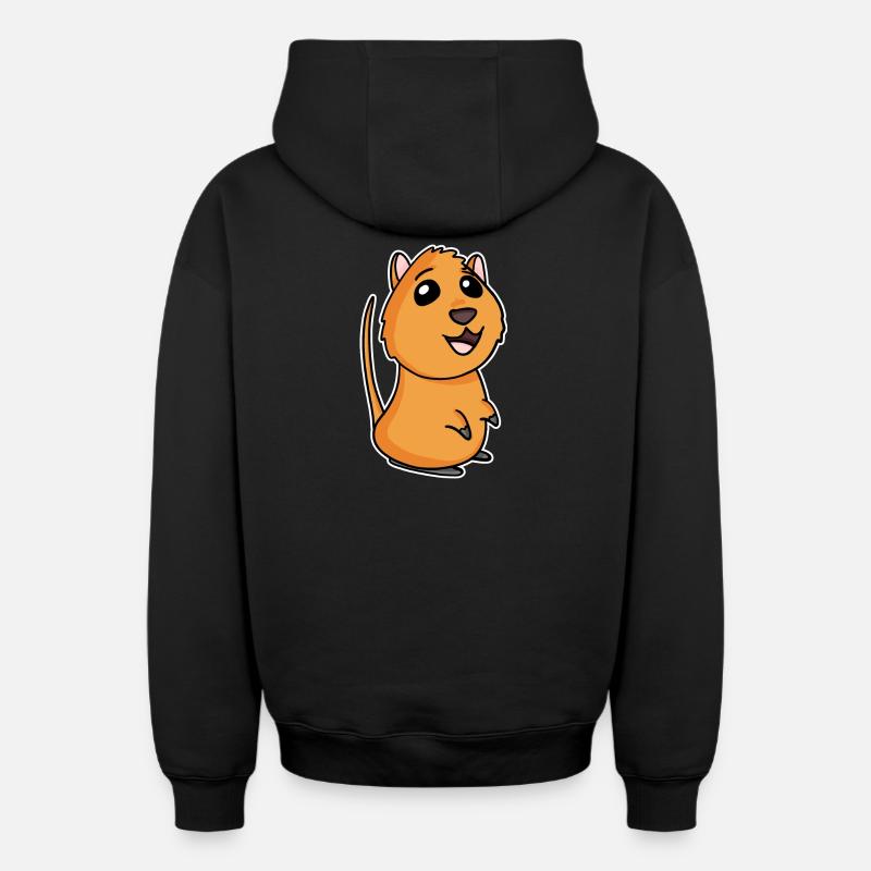 Quokka - Sweat à capuche unisexe zippé oversize épais SPREAD - noir