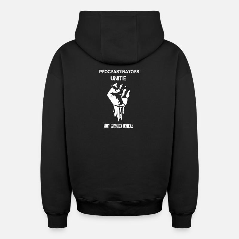 Les procrastinateurs s’unissent - Sweat à capuche unisexe zippé oversize épais SPREAD - noir
