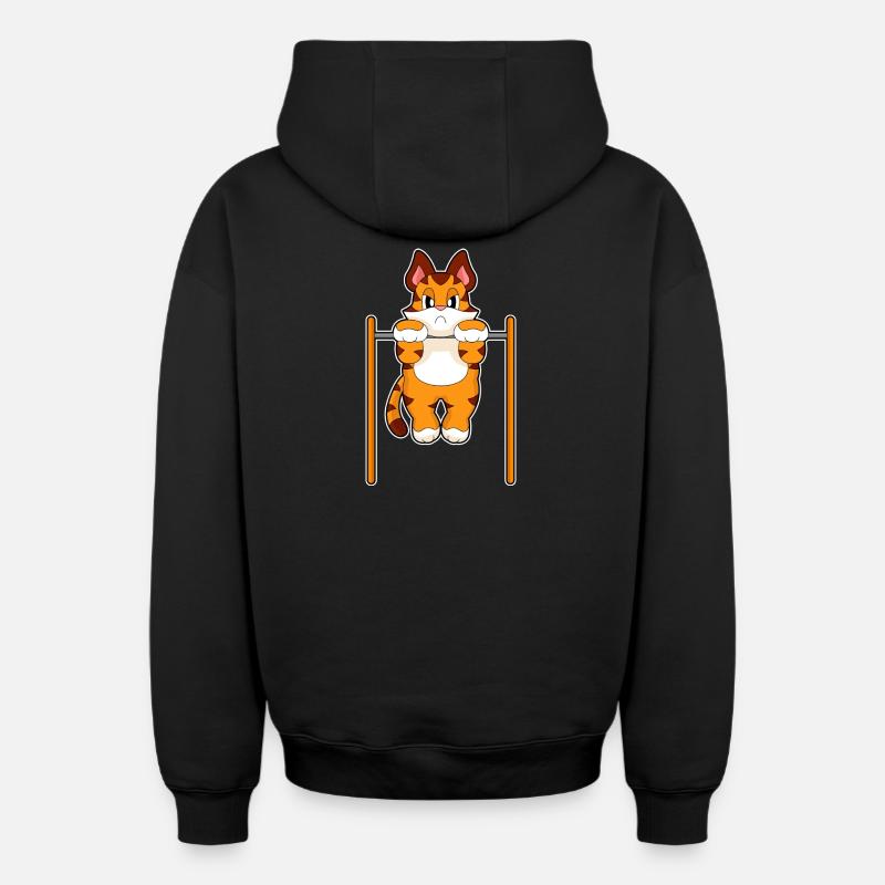 Tiger Bodybuilder Tractions Culturisme - Sweat à capuche unisexe zippé oversize épais SPREAD - noir