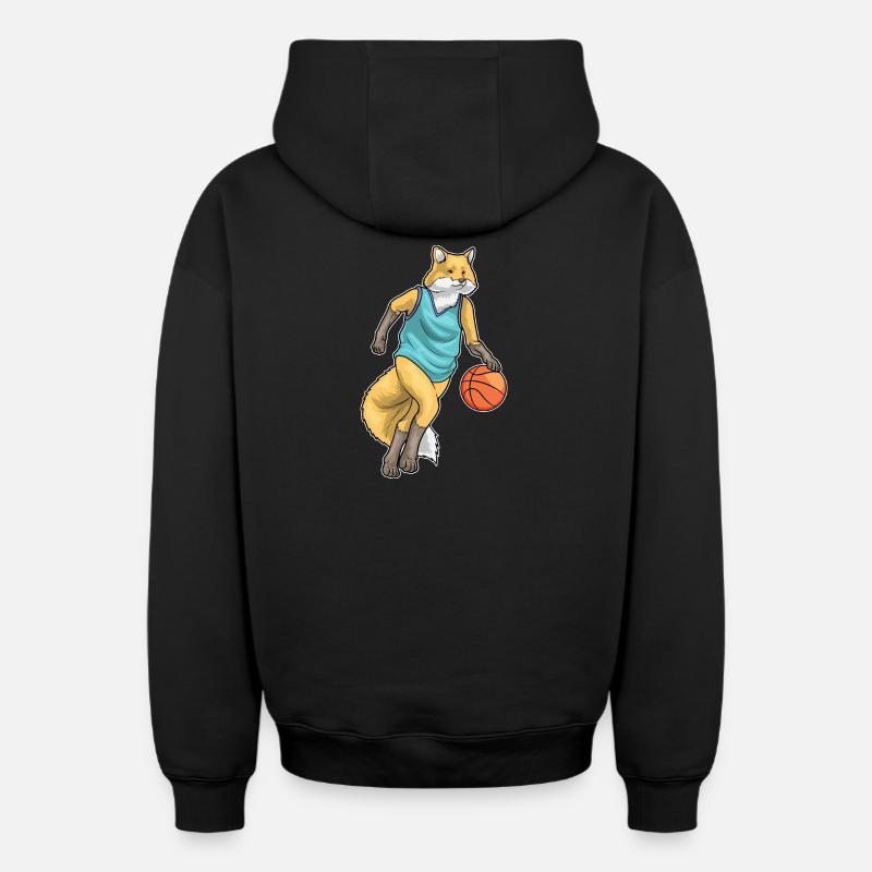 Fox Basketteur Basketteur - Sweat à capuche unisexe zippé oversize épais SPREAD - noir