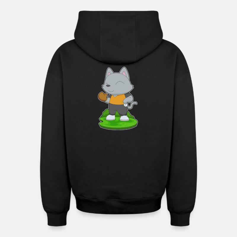 Cat Baseball Gant de baseball - Sweat à capuche unisexe zippé oversize épais SPREAD - noir