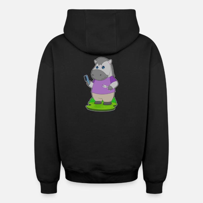 Cheval coiffeur Ciseaux Peigne - Sweat à capuche unisexe zippé oversize épais SPREAD - noir