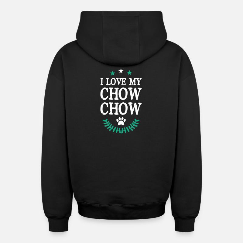 CHOW_CHOW - Sweat à capuche unisexe zippé oversize épais SPREAD - noir