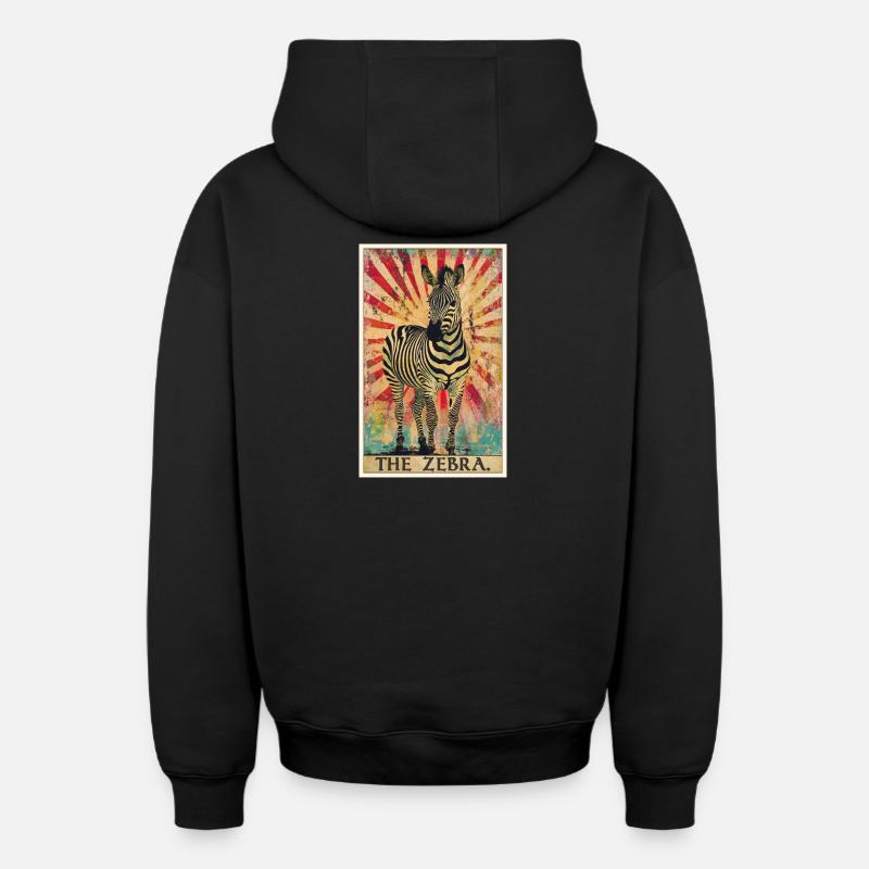 Zèbres Zèbre - Sweat à capuche unisexe zippé oversize épais SPREAD - noir