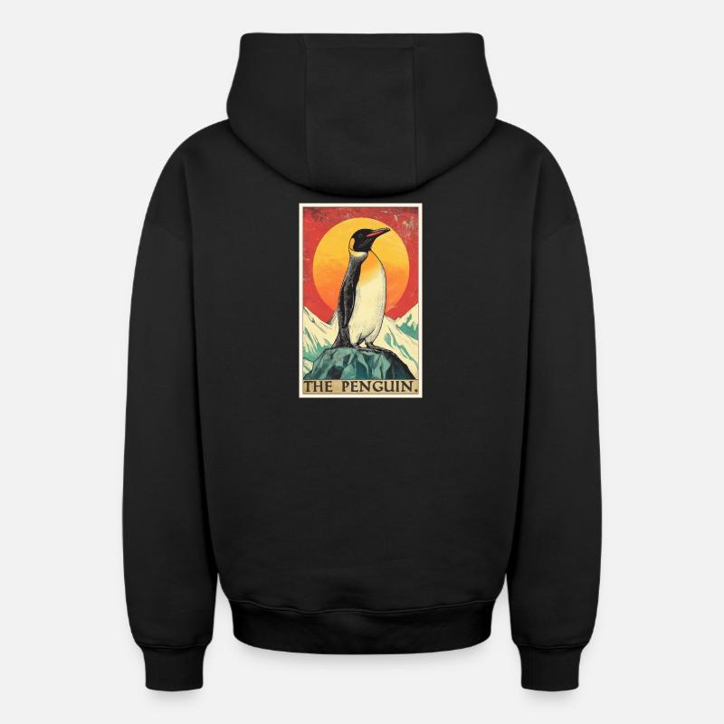 Pingouins Pingouin - Sweat à capuche unisexe zippé oversize épais SPREAD - noir