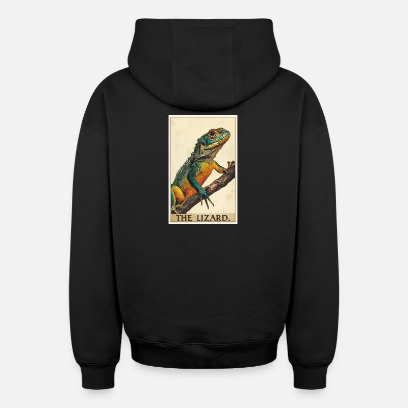 Eidechsen Eidechse - Oversized Heavyweight Unisex Zip Hoodie - Schwarz