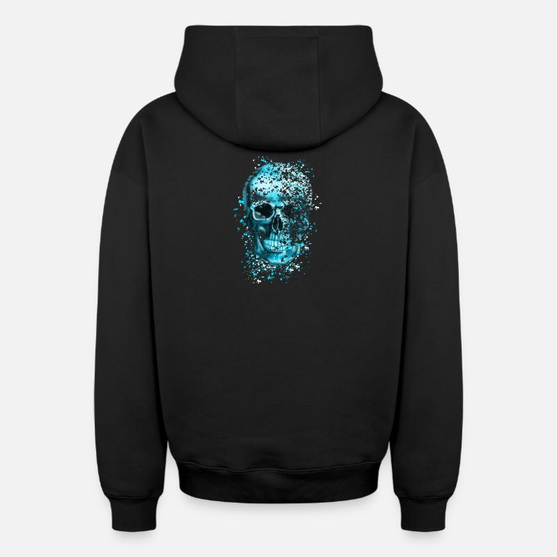 crâne - Sweat à capuche unisexe zippé oversize épais SPREAD - noir