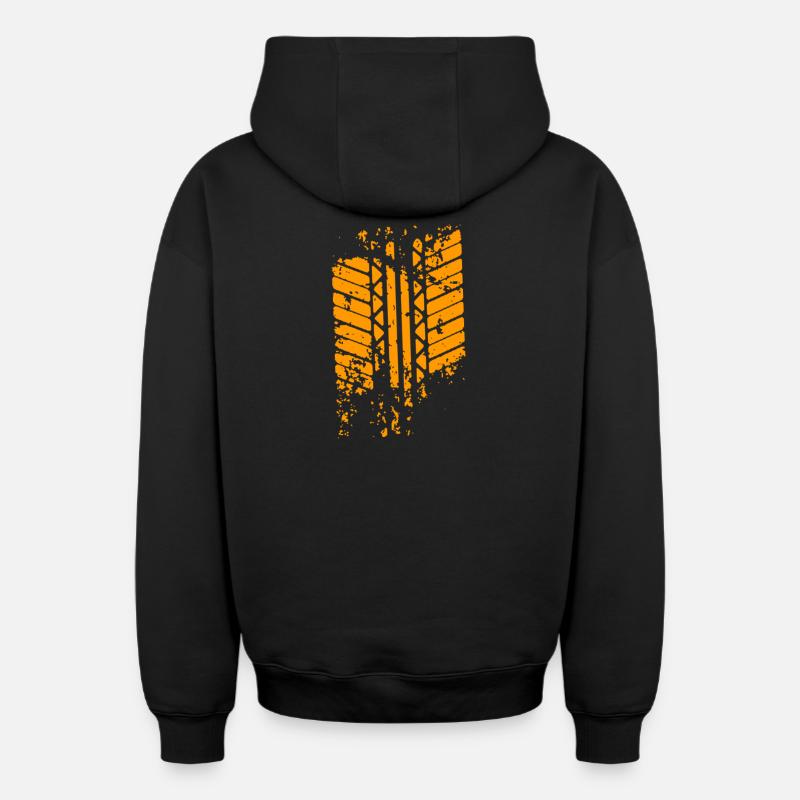 trace de pneu - Sweat à capuche unisexe zippé oversize épais SPREAD - noir