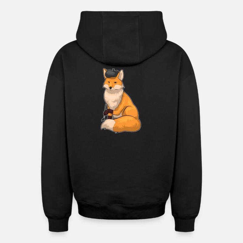 Fox Painter Peinture Pinceau - Sweat à capuche unisexe zippé oversize épais SPREAD - noir