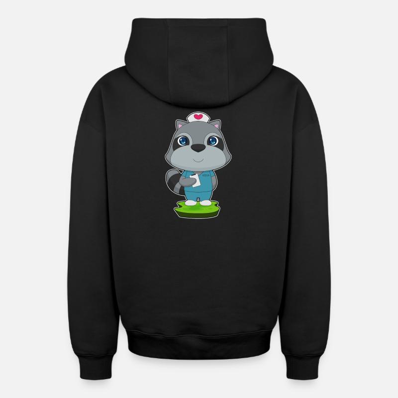 Bloc-notes d’infirmière raton laveur - Sweat à capuche unisexe zippé oversize épais SPREAD - noir
