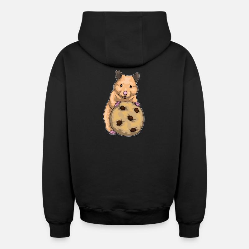 Biscuit hamster - Sweat à capuche unisexe zippé oversize épais SPREAD - noir