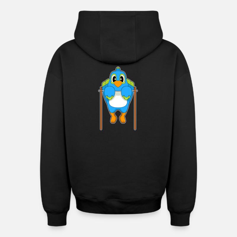 Parrot Bodybuilder Tractions Culturisme - Sweat à capuche unisexe zippé oversize épais SPREAD - noir