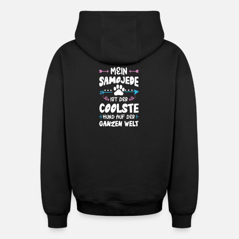 Dicton de chien Samoyède - Sweat à capuche unisexe zippé oversize épais SPREAD - noir