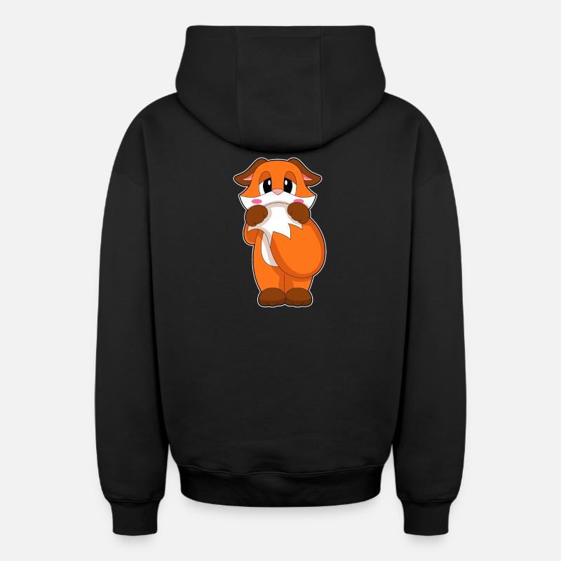 Renard timide - Sweat à capuche unisexe zippé oversize épais SPREAD - noir