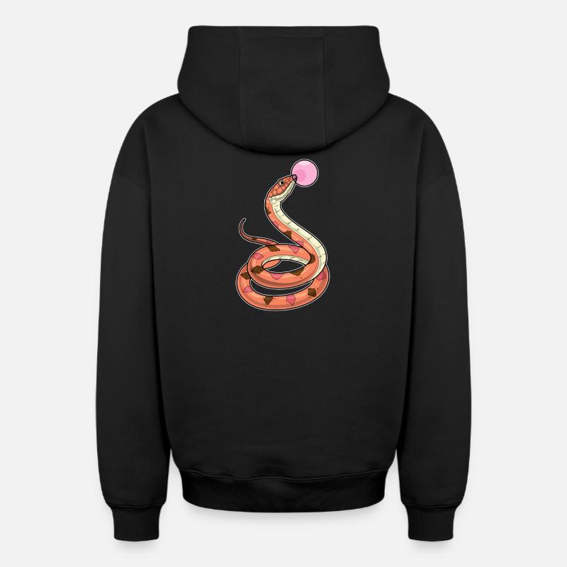 Chewing-gum serpent - Sweat à capuche unisexe zippé oversize épais SPREAD - noir