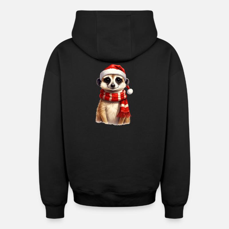 Suricates pour Noël - Sweat à capuche unisexe zippé oversize épais SPREAD - noir