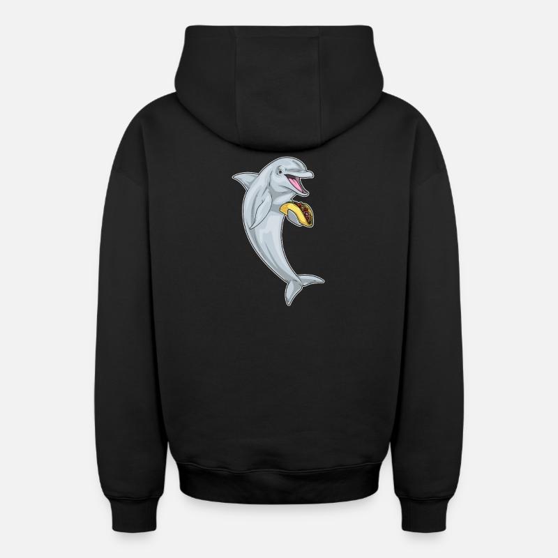Taco au dauphin - Sweat à capuche unisexe zippé oversize épais SPREAD - noir