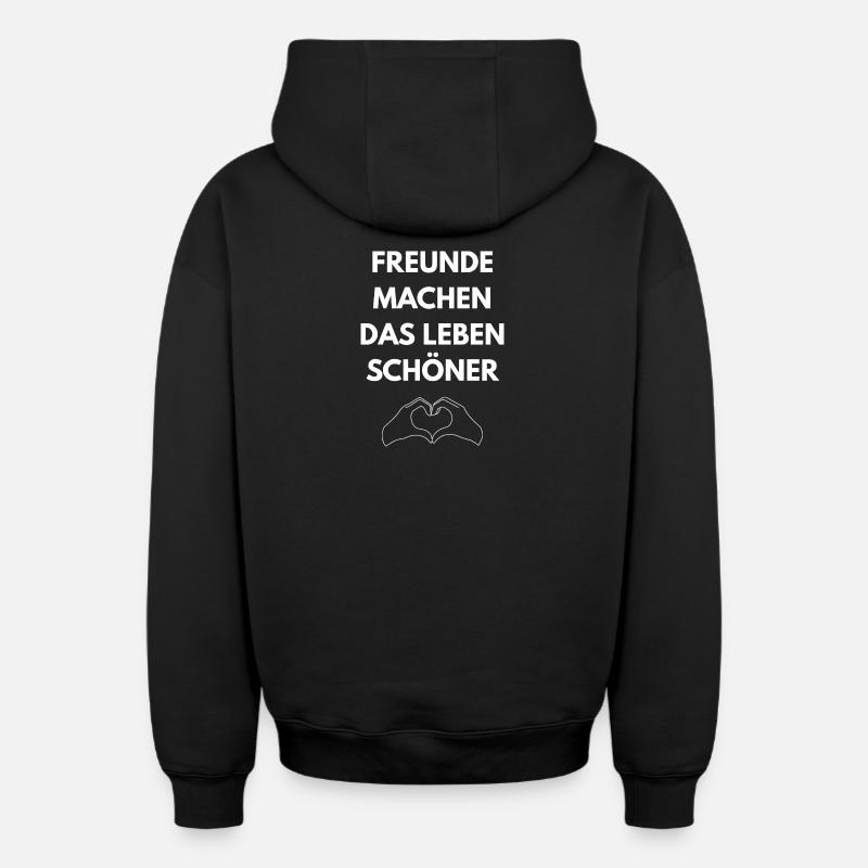 Freundschaft - Oversized Heavyweight Unisex Zip Hoodie - Schwarz