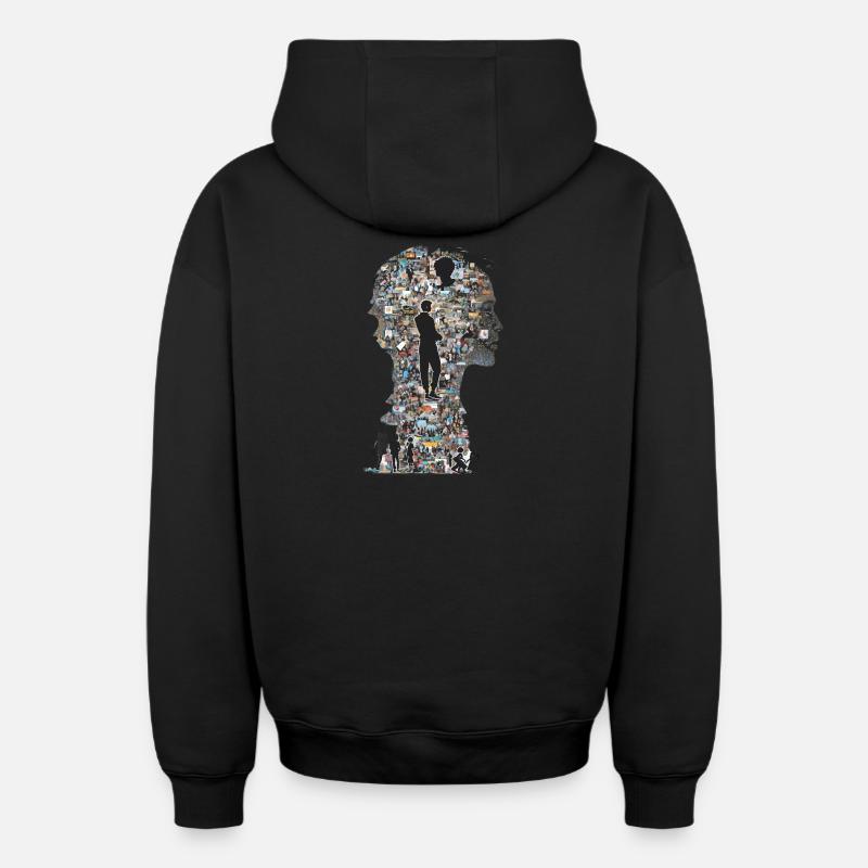 Le puzzle humain - Sweat à capuche unisexe zippé oversize épais SPREAD - noir