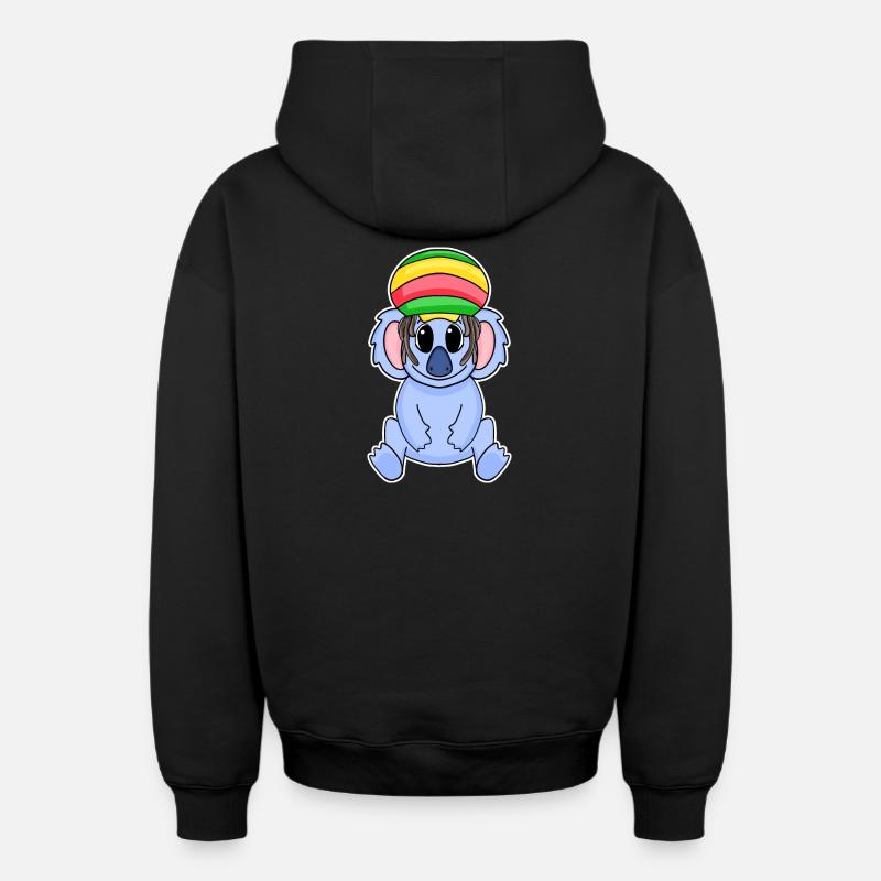 Rasta Koala - Sweat à capuche unisexe zippé oversize épais SPREAD - noir
