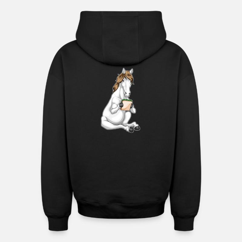 Sandwich au cheval - Sweat à capuche unisexe zippé oversize épais SPREAD - noir