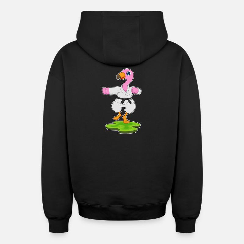 Flamingo Arts Martiaux - Sweat à capuche unisexe zippé oversize épais SPREAD - noir