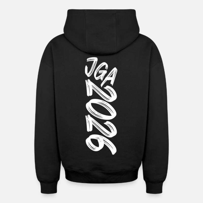 JGA 2026 - Sweat à capuche unisexe zippé oversize épais SPREAD - noir