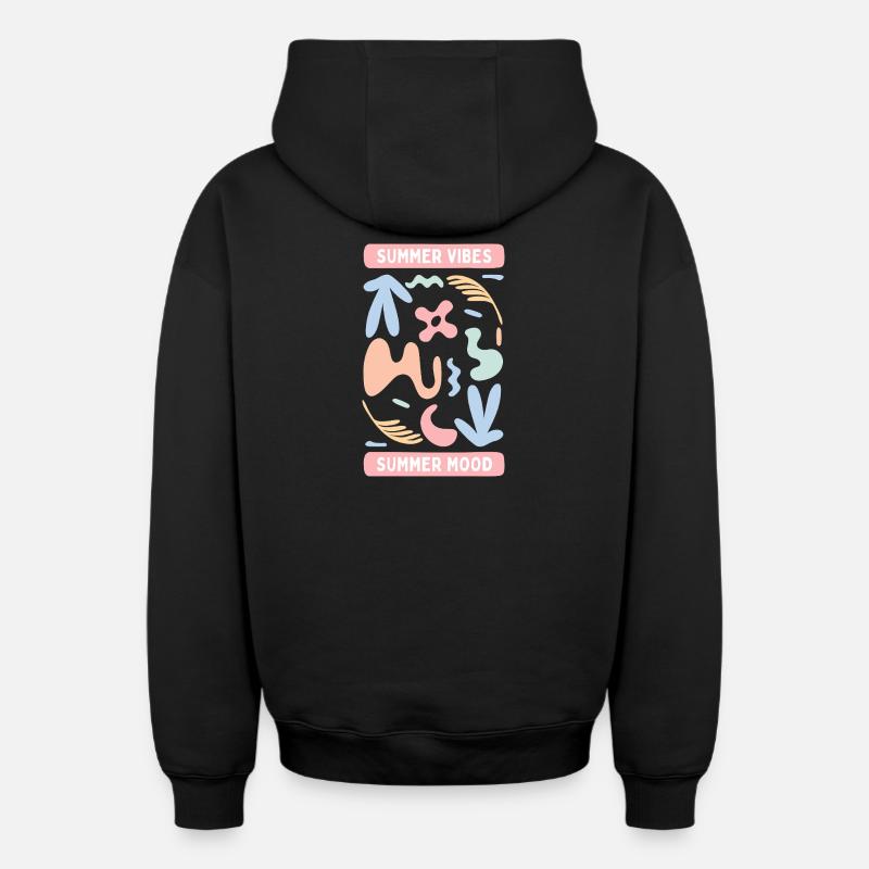 Vibes d'Été Abstraites Pastel - Sweat à capuche unisexe zippé oversize épais SPREAD - noir