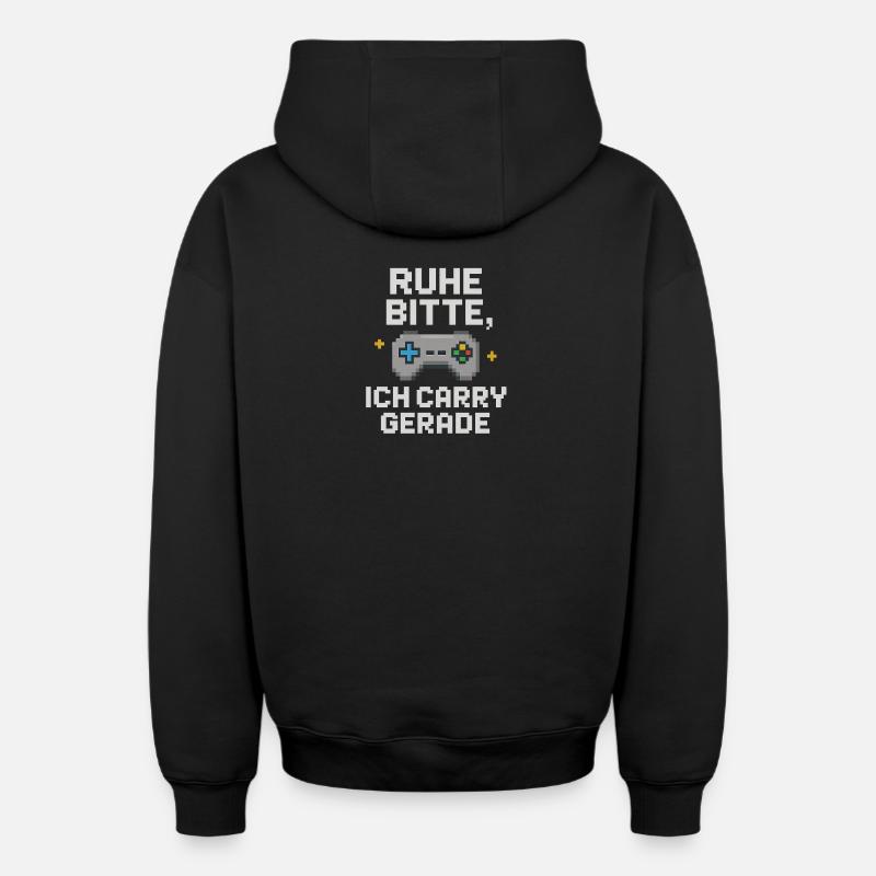 Ruhe Bitte Pixel Controller Grafik - Oversized Heavyweight Unisex Zip Hoodie - Schwarz